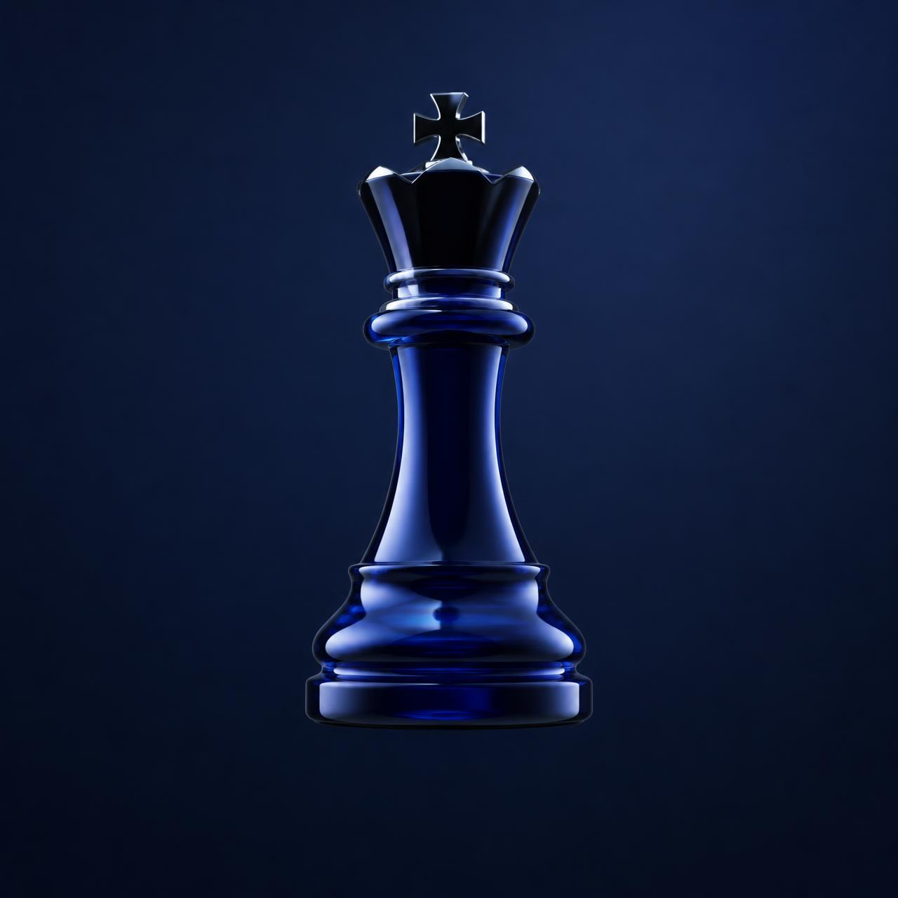 Studio detail of the Orion navy glass chess-king flacon